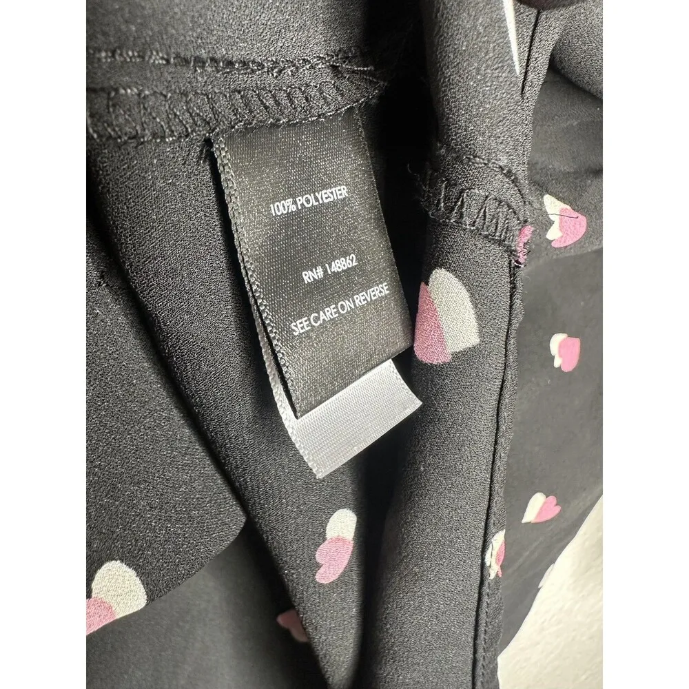 Torrid Shirt Womens Large Black Harper Heart Print Split Neck 3/4 Sleeve Blouse - Image 4