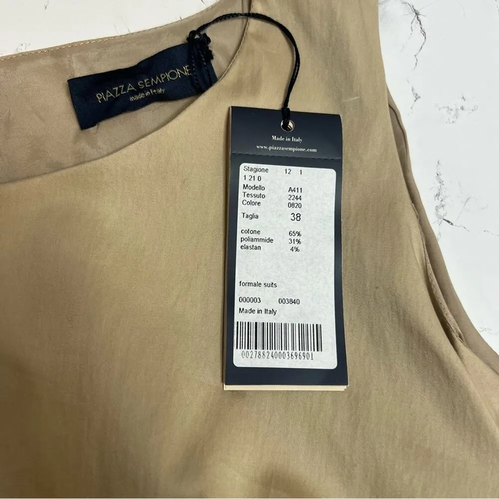 NWT Piazza Sempione khaki ruched sheath dress tan Sz 38 - Image 6