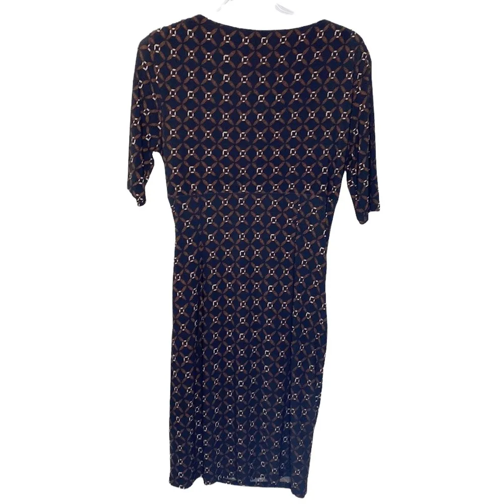 Lauren Ralph Lauren equestrian chain link faux wrap dress with side ruching sz 6 Brown - Image 2