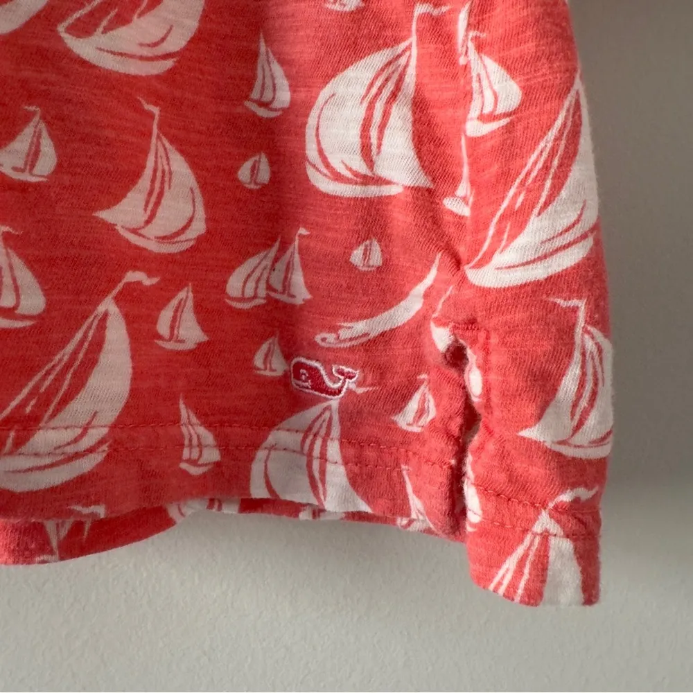 Vineyard Vines Boat Pattern Scoop Neck 3/4 sleeve top slit hem spring summer S - Image 4