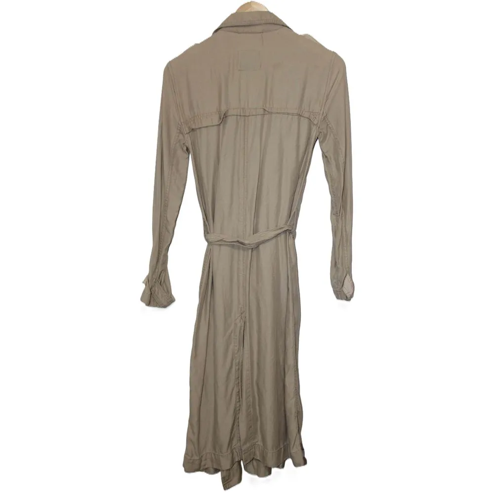 Womens Abercrombie & Fitch Tan Long Belted Double-Breasted Trench Coat Size XS - Image 2