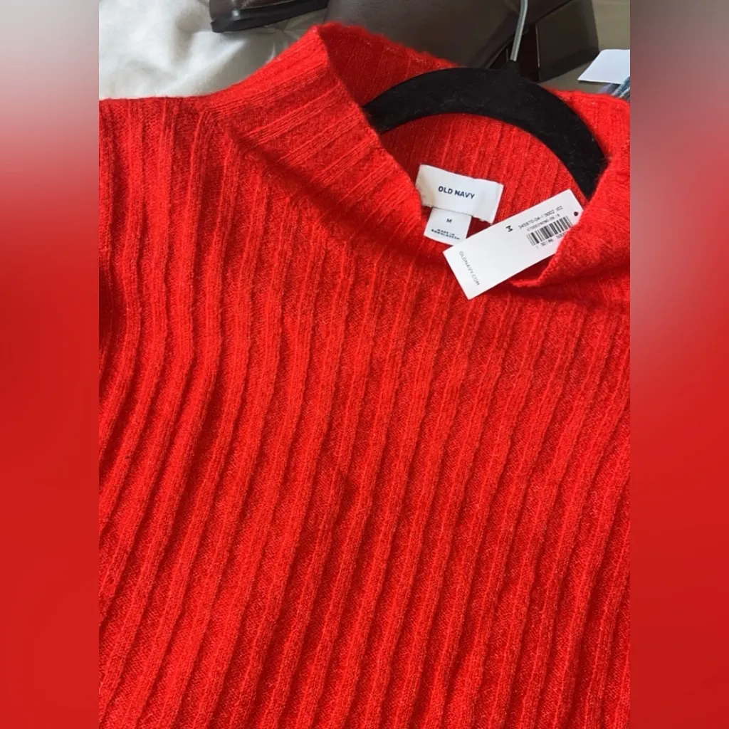 NWT Old Navy Red Mock Neck Lightweight Rib Knit Sweater SIZE M S/345970-04 - Image 4
