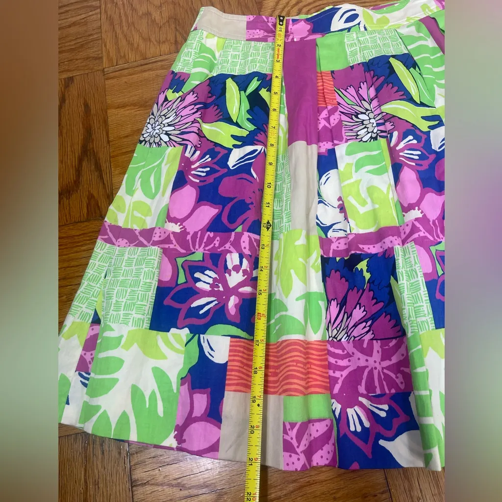 Lilly Pulitzer Tiki Floral Pleated Skirt in 'Thatch Patch' Pattern Size 8 - Image 4