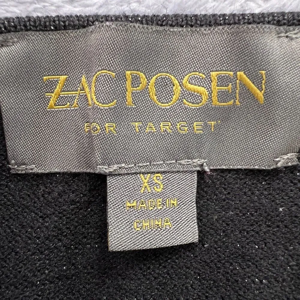 Zac Posen+Target Collab Sweater Womens XS Cardigan Knit Shimmer Button Up Preppy Black - Image 3