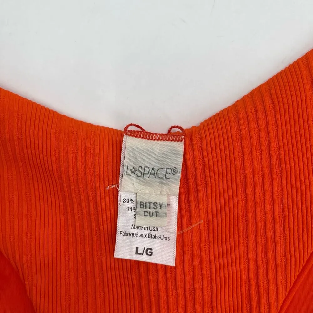 NEW L*SPACE Bikini Bottoms Size Large Cabana Orange Bitsy Cut NWOT Poppy Stripes - Image 4