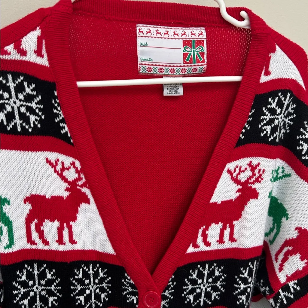 Festive Reindeer Women's Sweater L Red Size L - Image 3
