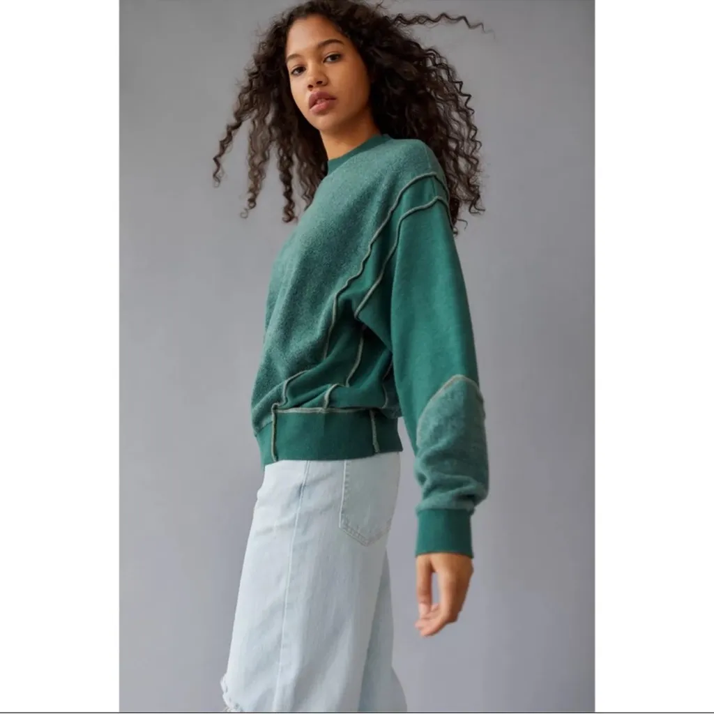 BDG  Quincy Pullover Sweatshirt Green - Image 3