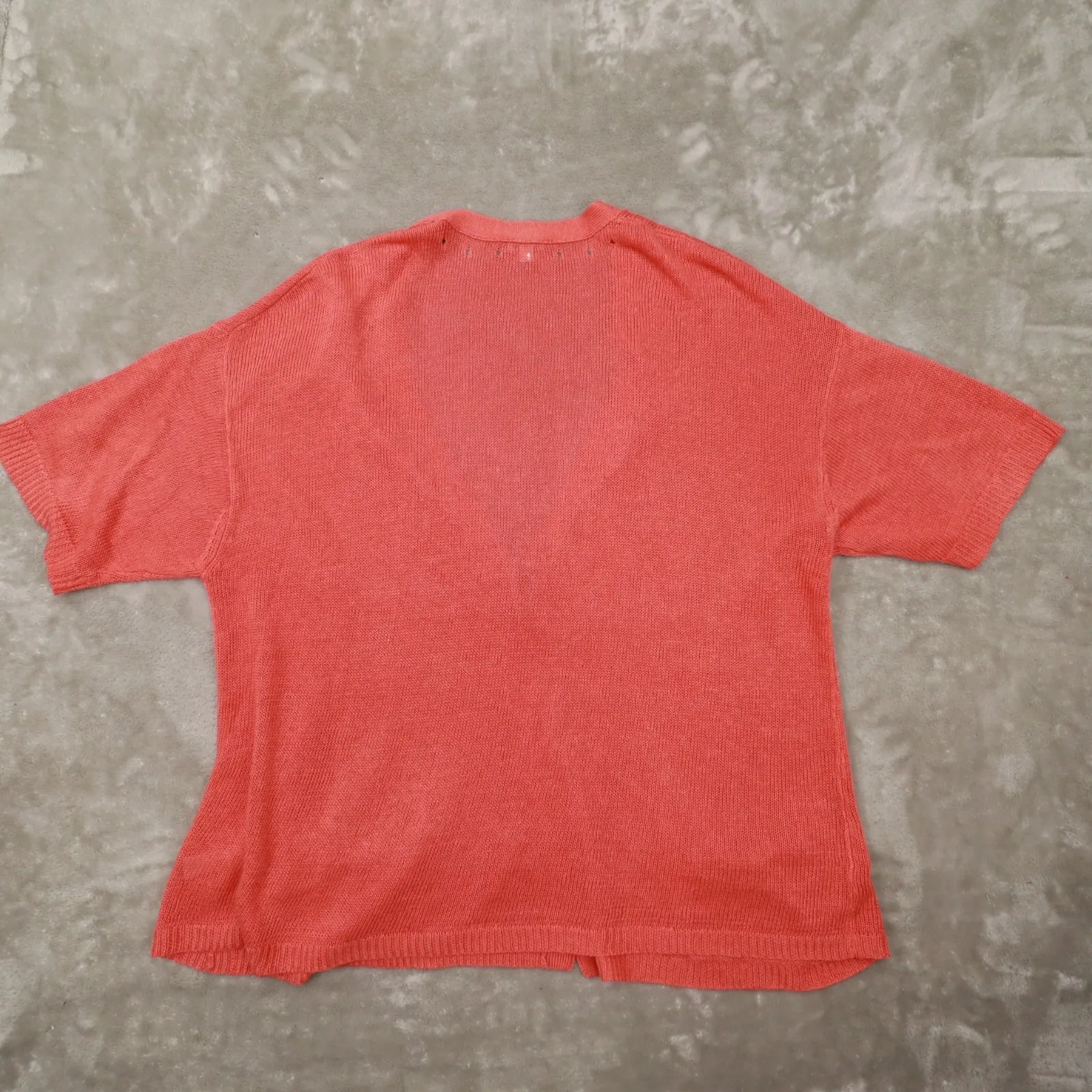 J. Jill Love Linen Coral Peach Pink Short Sleeve Button Cardigan Womens 3X Beach Size undefined - Image 3