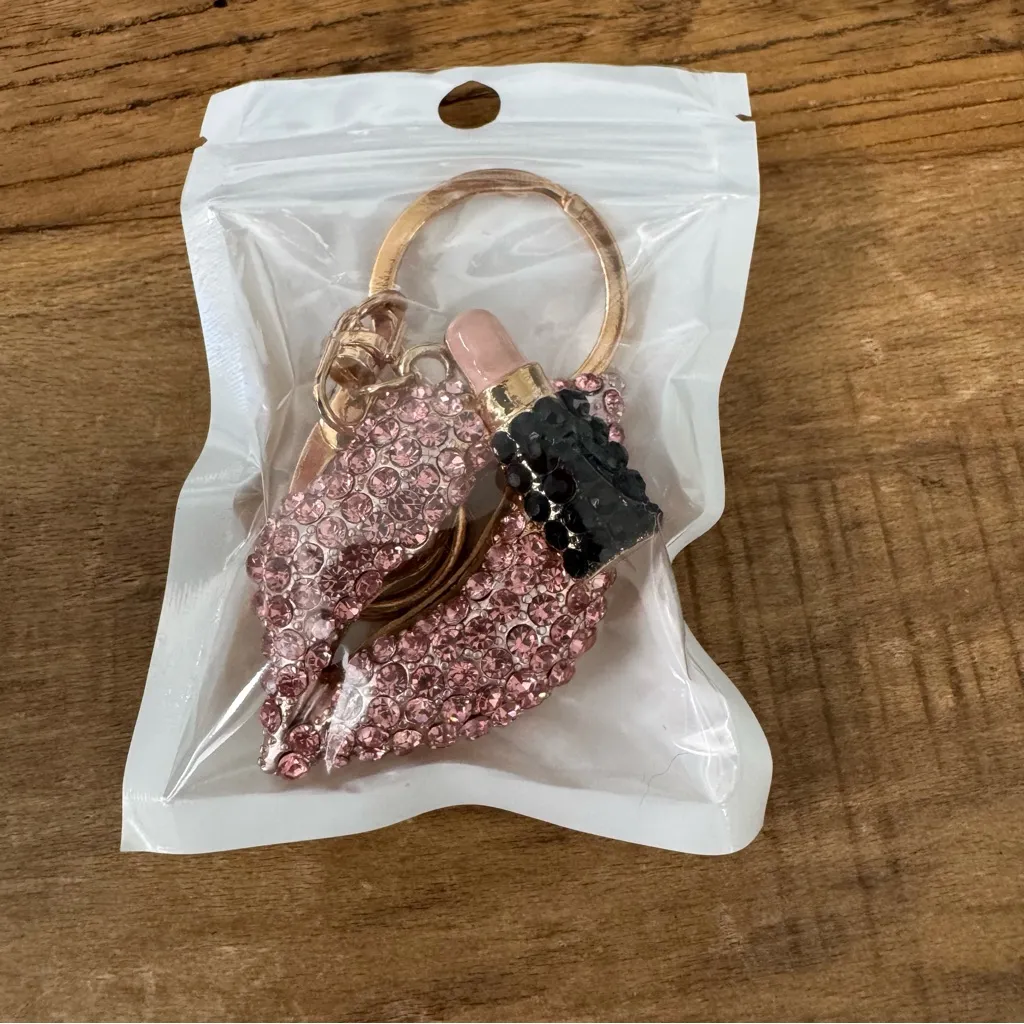 Glamorous Pink lipstick Keychain Purse Charm for Handbag Zinc Alloy NEW! - Image 6