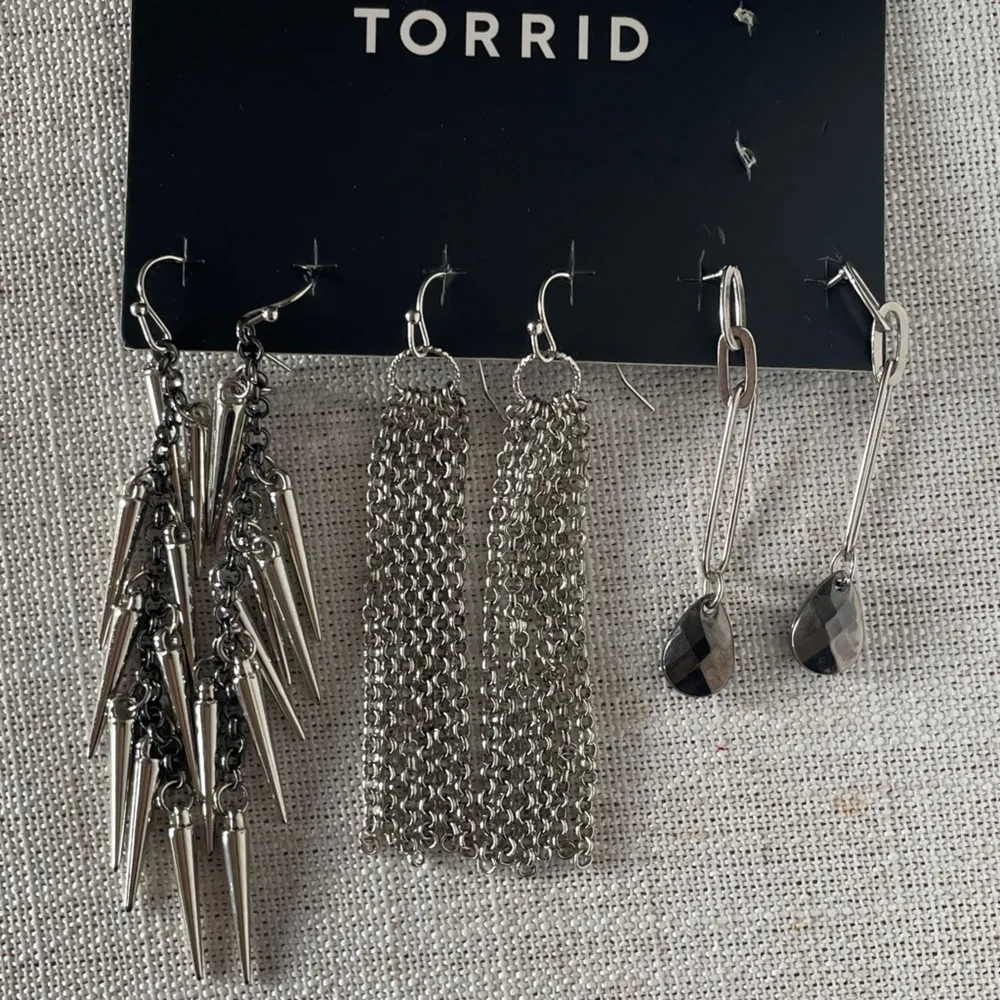 Silver Spike and Chain Earrings Set Torrid Punk 3 designs New gift - Image 4