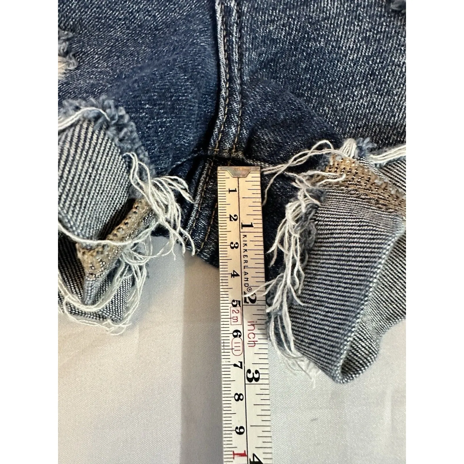 American Eagle Shorts High Rise Mom  Short Jean Distressed Dark Wash Sz 4 - Image 4