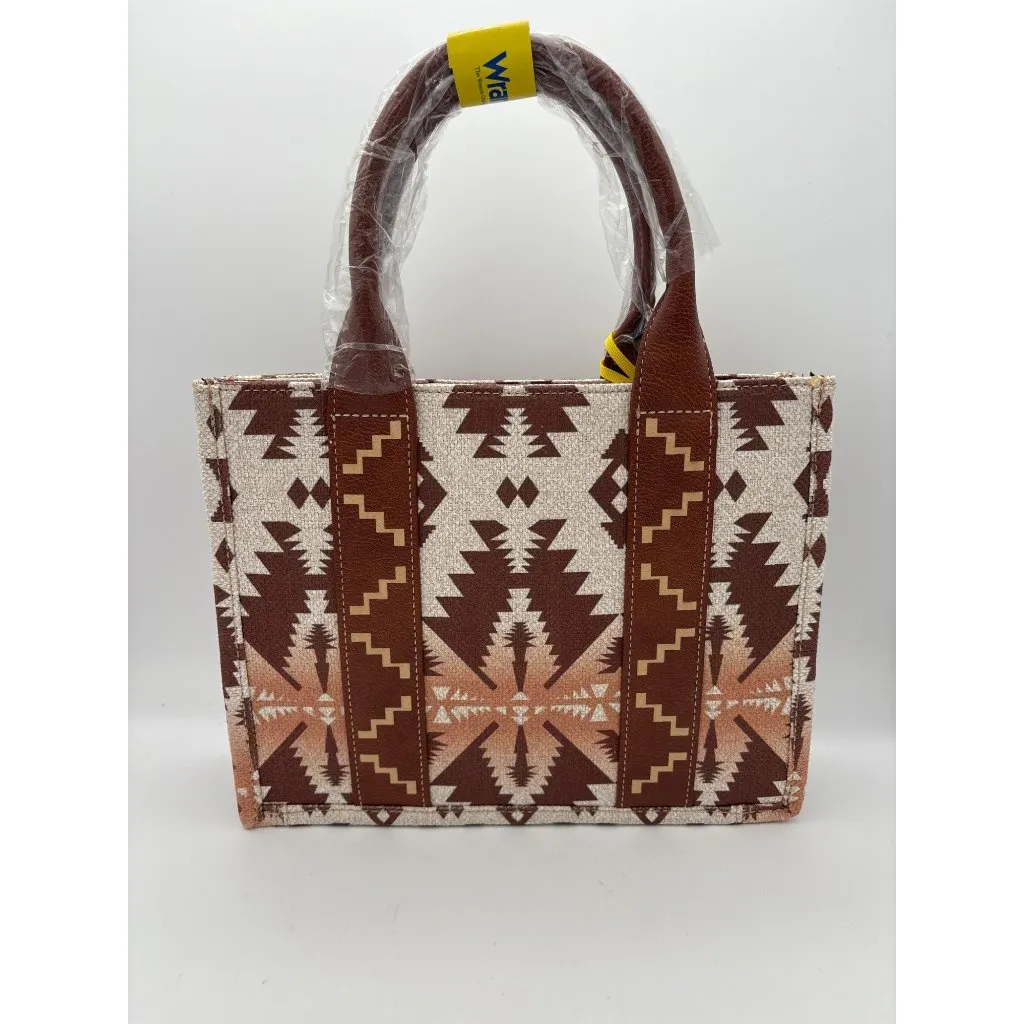 Women’s Wrangler White, Brown, & Orange Patterned Handbag w/ Leather Details - Image 4