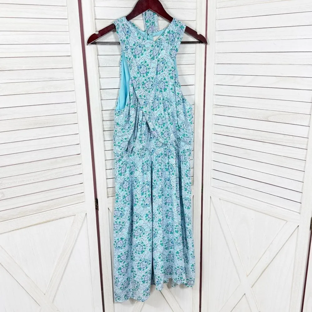 Loft Floral Bloom Crossover Halter Dress Blue Green Lavender‎ Size 4 Tall 4T - Image 11