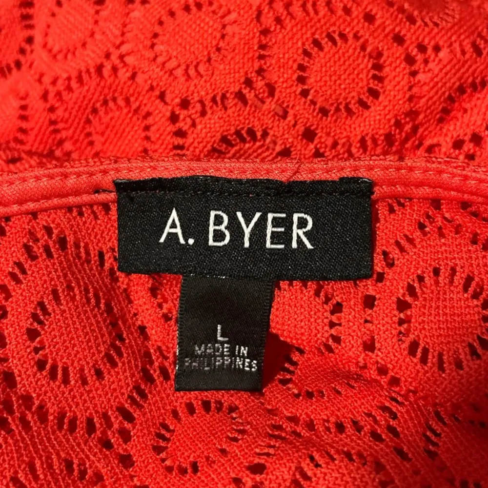 A. Byer Women's Orange Sleeveless Circle‎ Lace Lined Dress Size L - Image 5