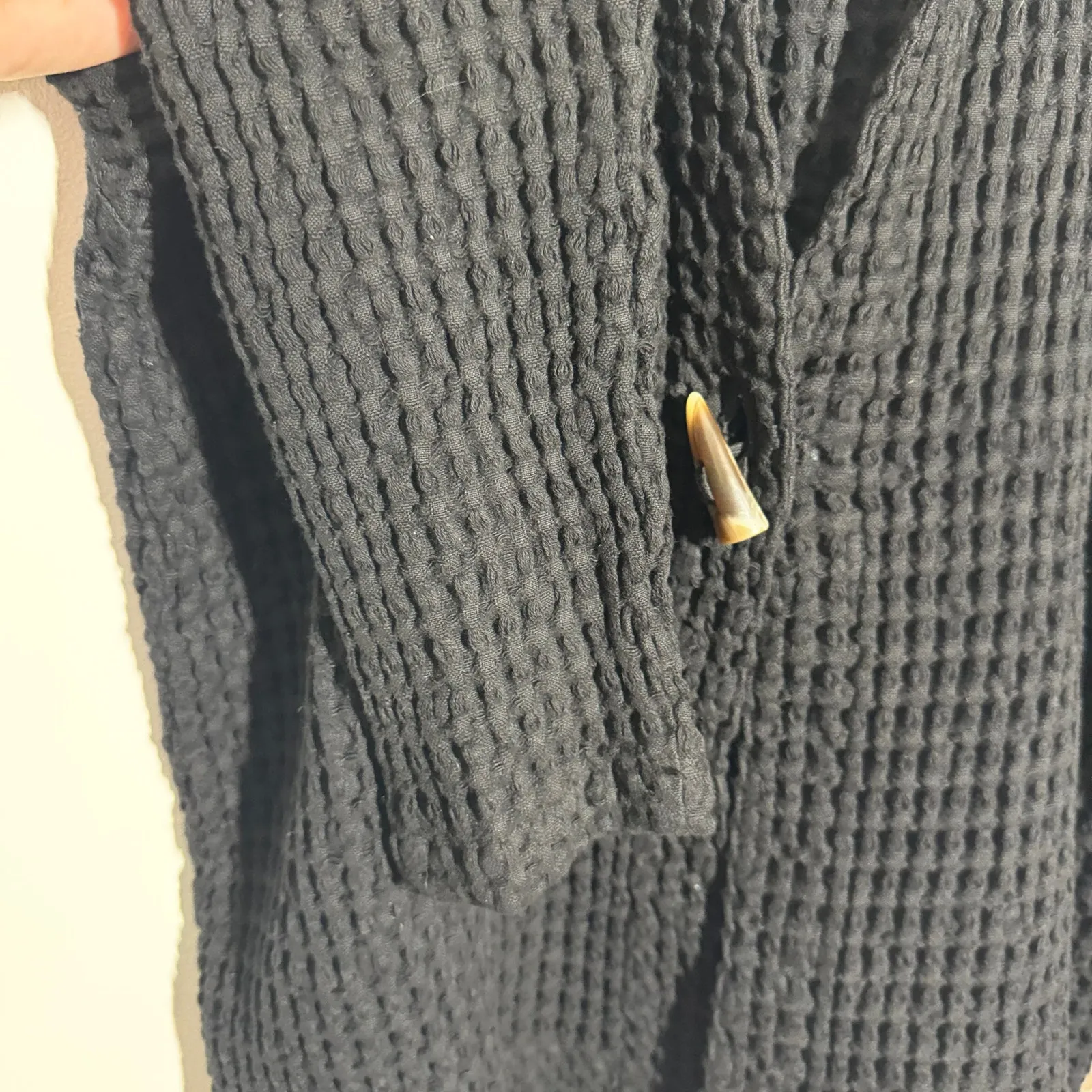 Mododoc Cardigan Women M Black 100% Cotton Waffle Lagenlook Minimal Modest Top Size M - Image 3