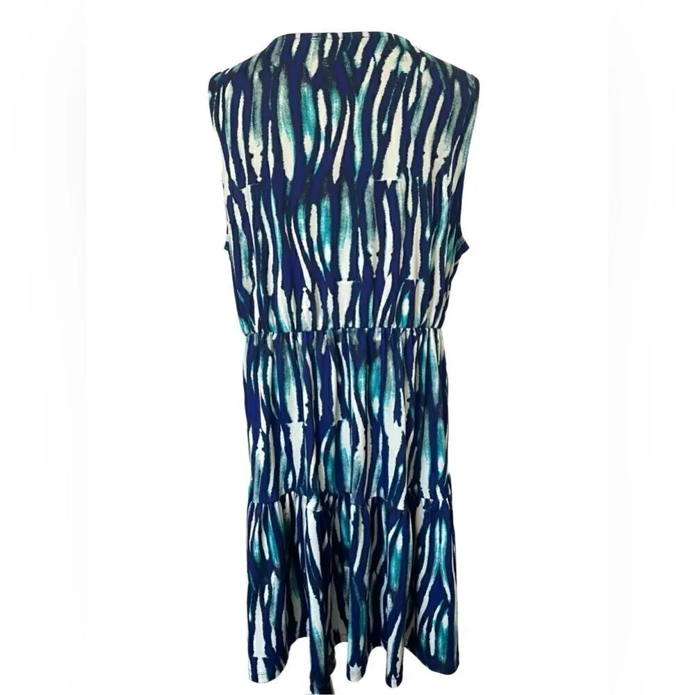 NY Collection Faux Turquoise Embellished Dress - Image 3