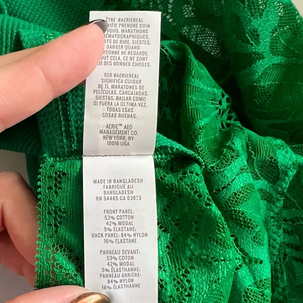 Aerie Holiday Best Lace Waffle Longline Bralette in Everglade Size M New - Image 10