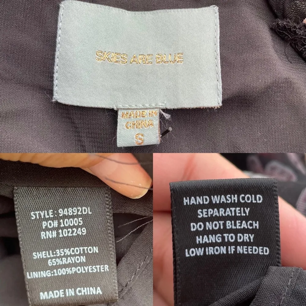 NWT Skies Are Blue Womens Slip Dress Black Paisley Lace Crushed Velvet Small - Image 10