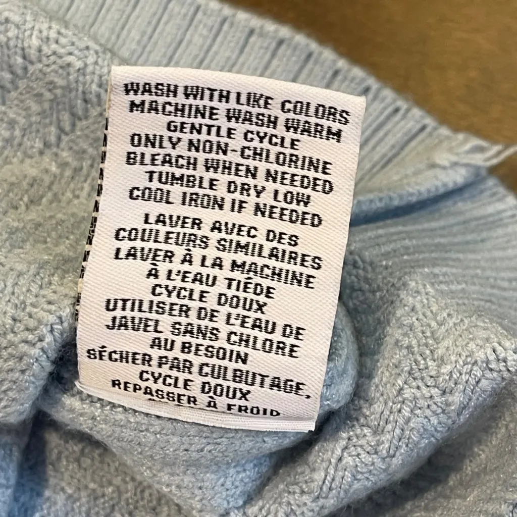 Magaschoni Turtleneck Sweater Women's Size Large Light Blue Ribbed Knit Rayon - Image 9