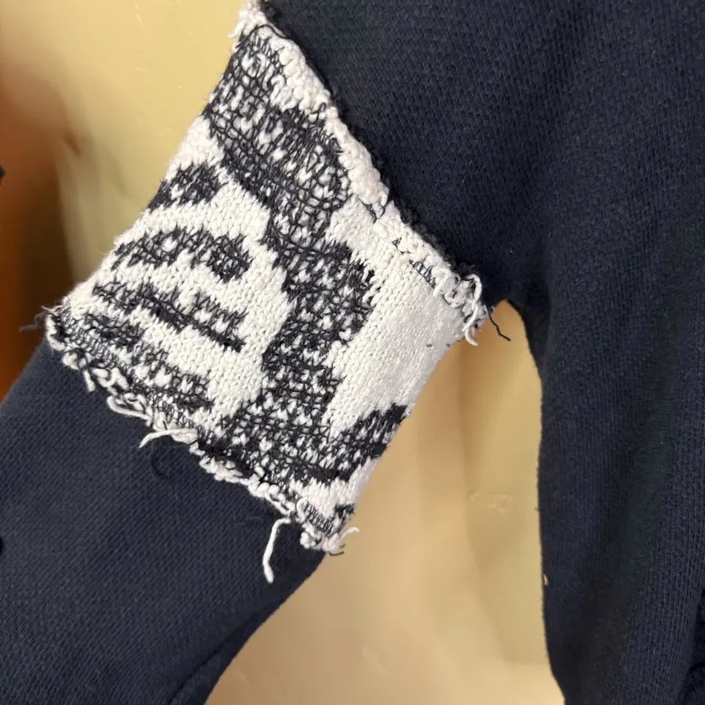 Free People We The Free Woman's Textured Black White‎ Hoodie Oversized Size SM - Image 3