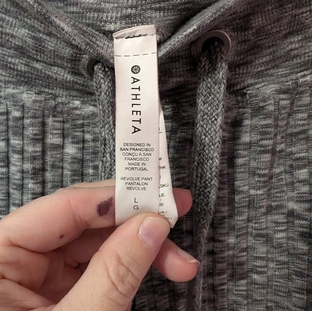 Athleta Knit Ribbed Sweatpants Women's Large Marled Grey - Image 3