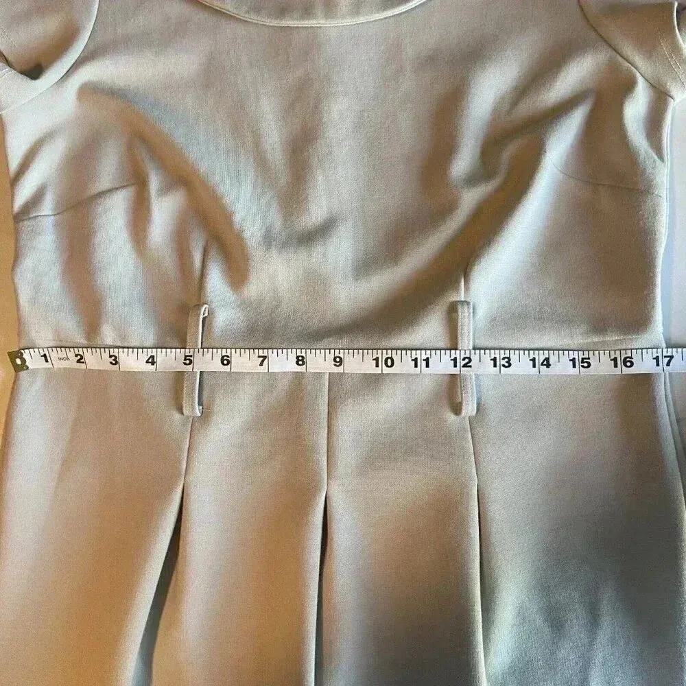 Adrienne Vittadini Neutral Sheath Dress Size 10 Beige Short Sleeve Minimalist - Image 9