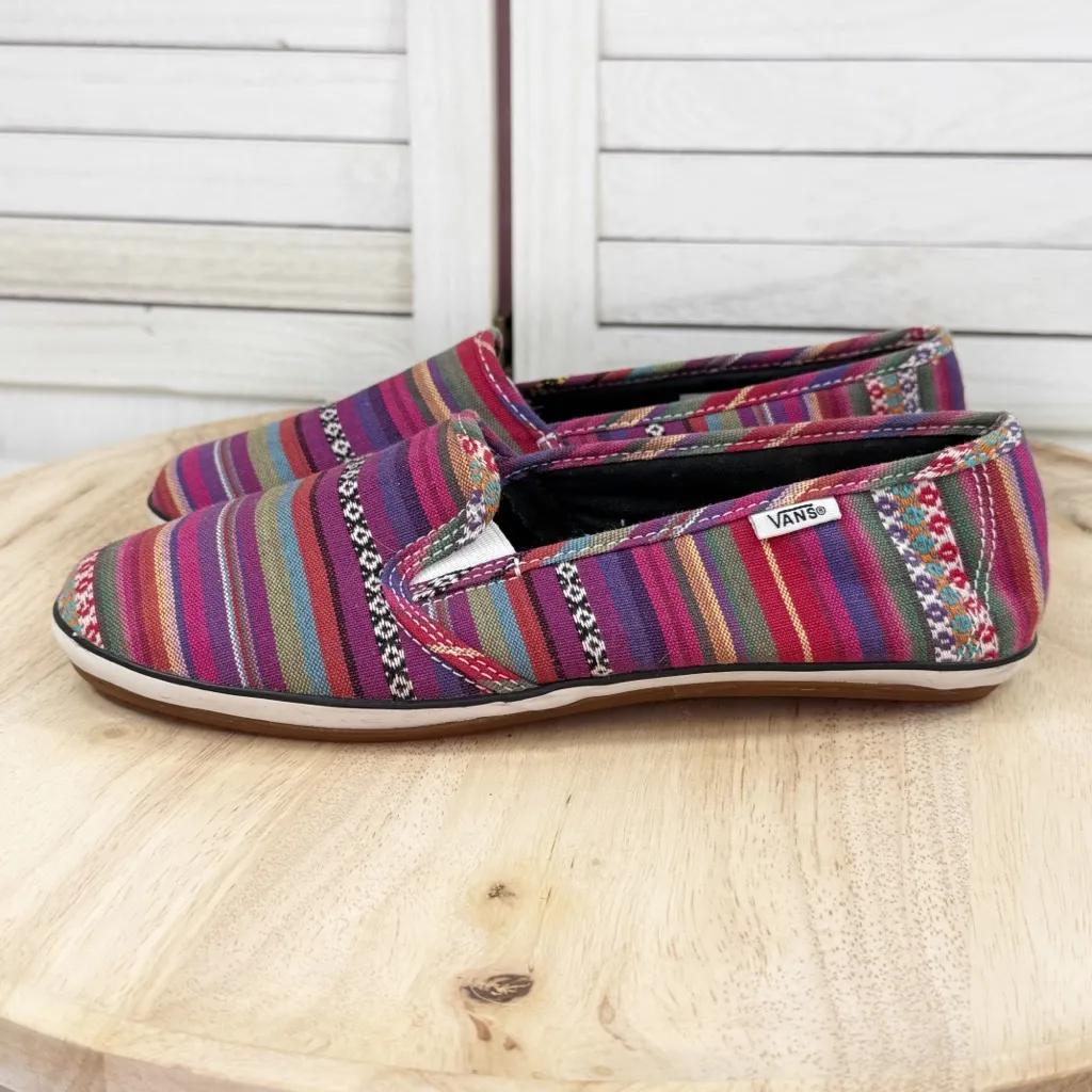 Vans Serape Southwestern Stripe Dri Lex Canvas Slip On Loafers 7 - Image 3
