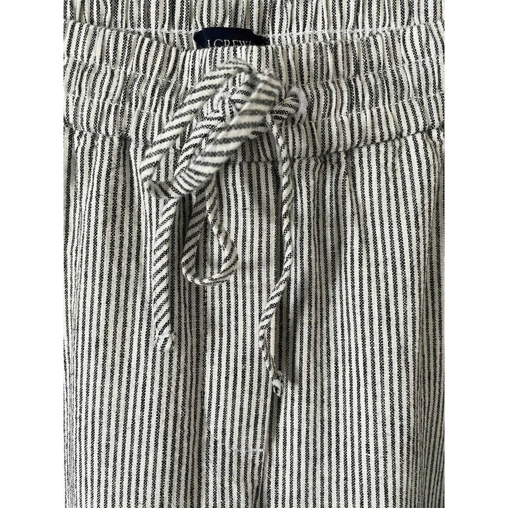 J.Crew Linen Striped Elastic Waist Casual Pants Black Size 6 NEW - Image 4