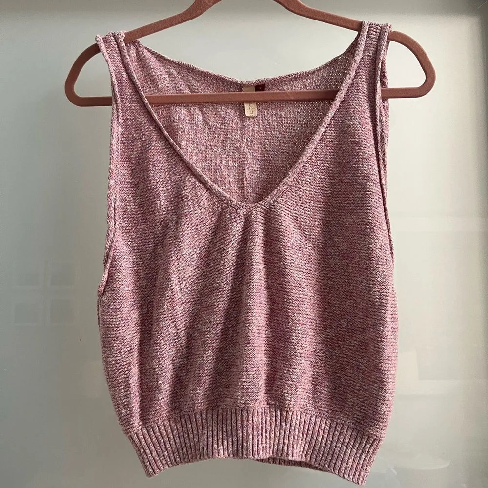 Pilcro Painted Walls Twisted Tank Knit Top Pink Purple White Size Medium - Image 3