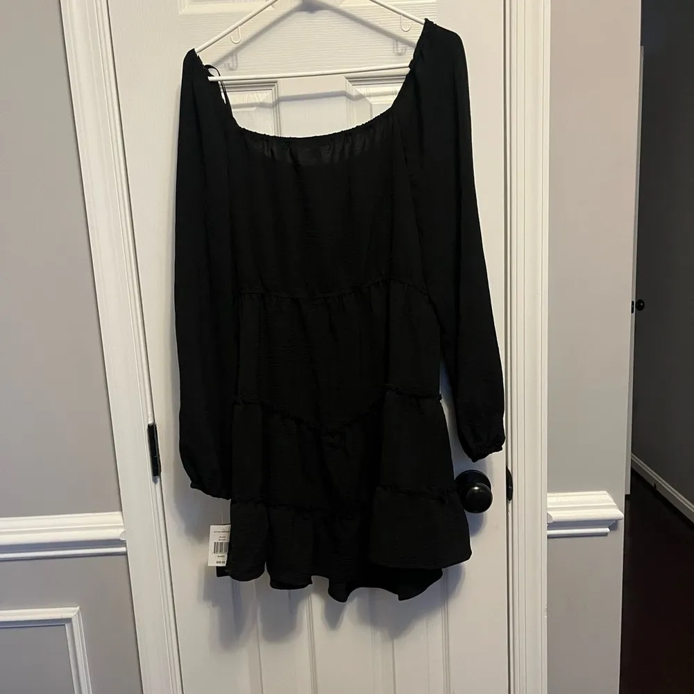NWT City Triangle Juniors Long Sleeve Fit + Flare Black Dress XL. Concert. Beach - Image 4