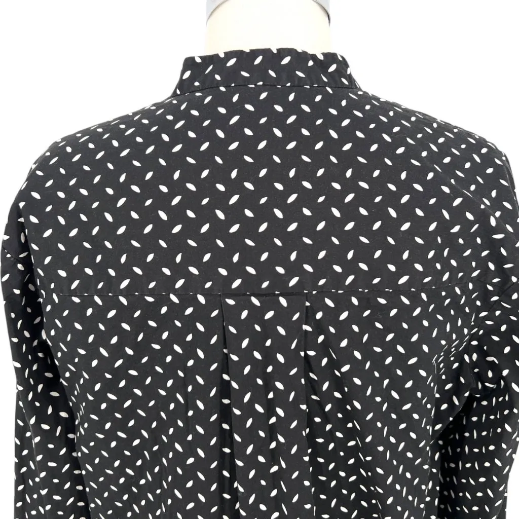Diane Von Furstenberg Printed Stand Up Collar Button Up Blouse Black Size Small - Image 6