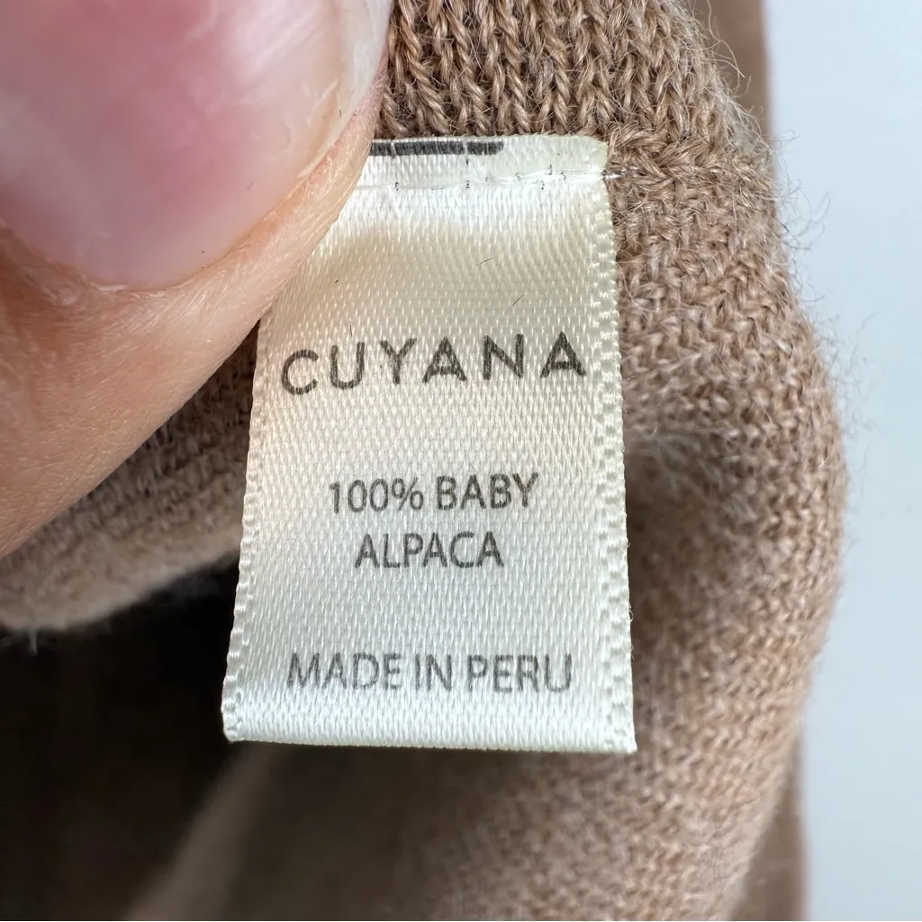 Cuyana 100% Baby Alpaca Turtleneck Tunic Sweater Tan Women's Size XS/S Oversized - Image 7