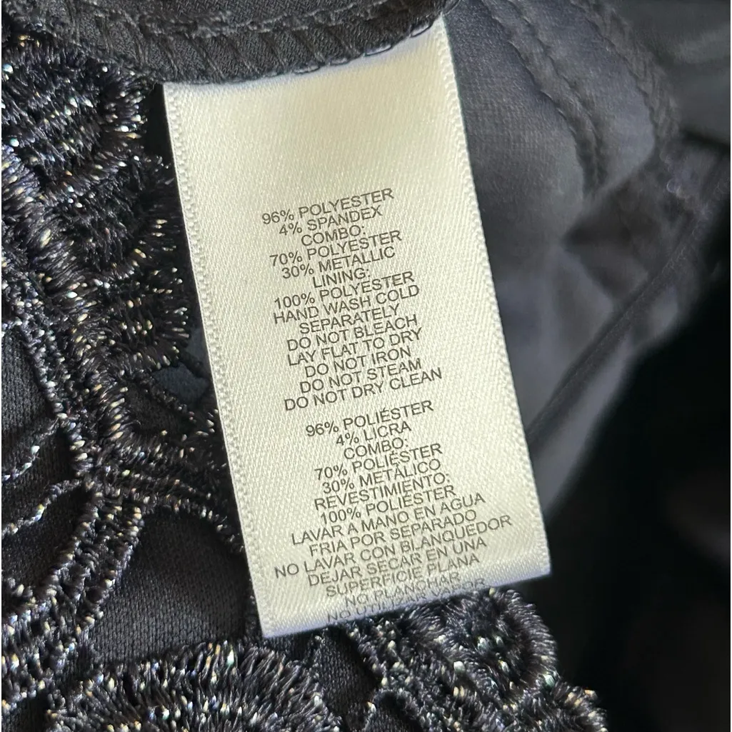 NWT Alex Evenings Navy Blue Sleeveless Shimmer Bodice V Neck Wedding Guest Dress - Image 6