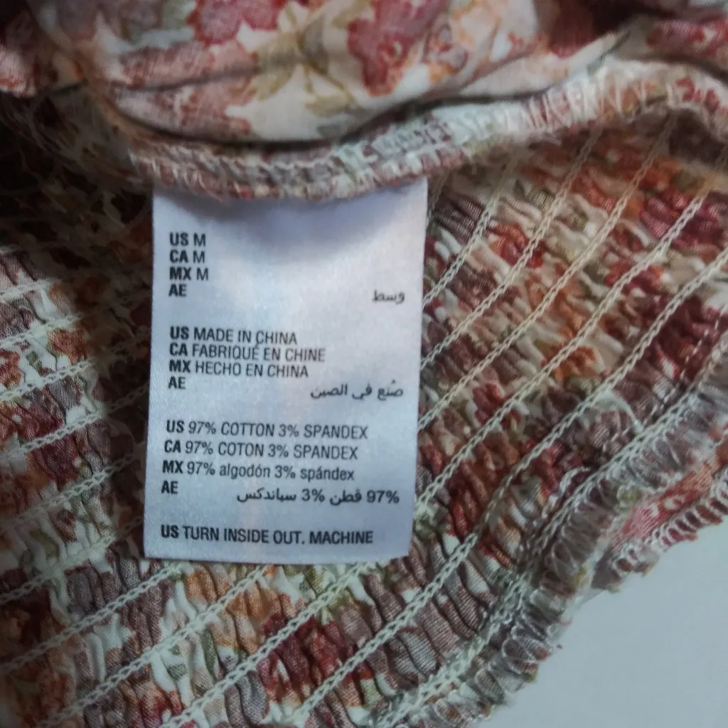 Kit & Sky Floral Ruffle Crop Top Neutral Red and Brown Boho Size M Size M - Image 6