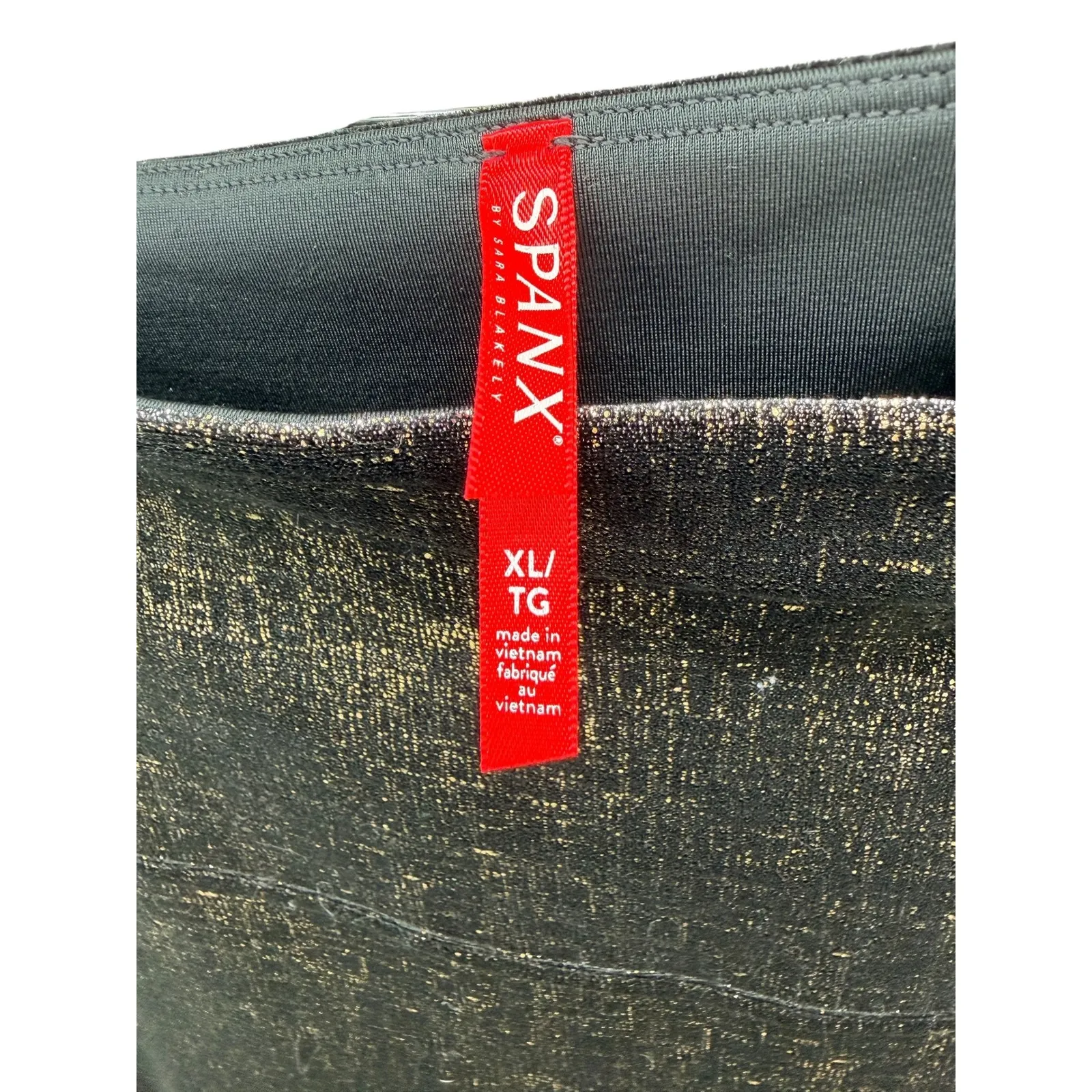 SPANX Velvet Shine Leggings XL Pull On Black Metallic Shimmer Shapewear Party - Image 5