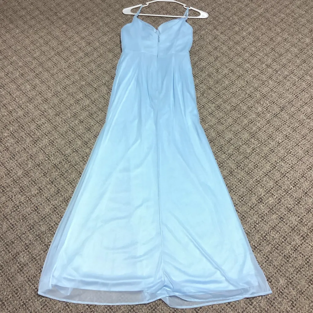 Azazie Deandra Sky Blue Floor Length Chiffon Dress * Size 2 * Prom Dress - Image 11