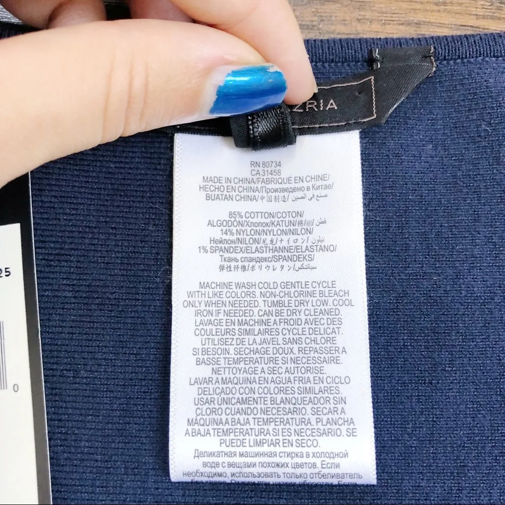 BCBGMaxAzria • Jaleigh fringe crop top sweater knit tank Dark Ink navy blue - Image 5