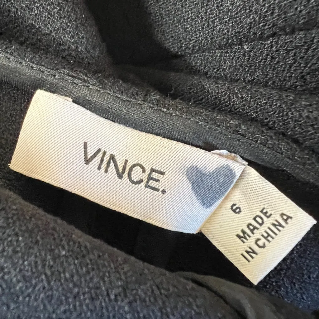 Vince Bib V-Neck Sheath Dress Cap Sleeve Midi Black Size 6 - Image 9