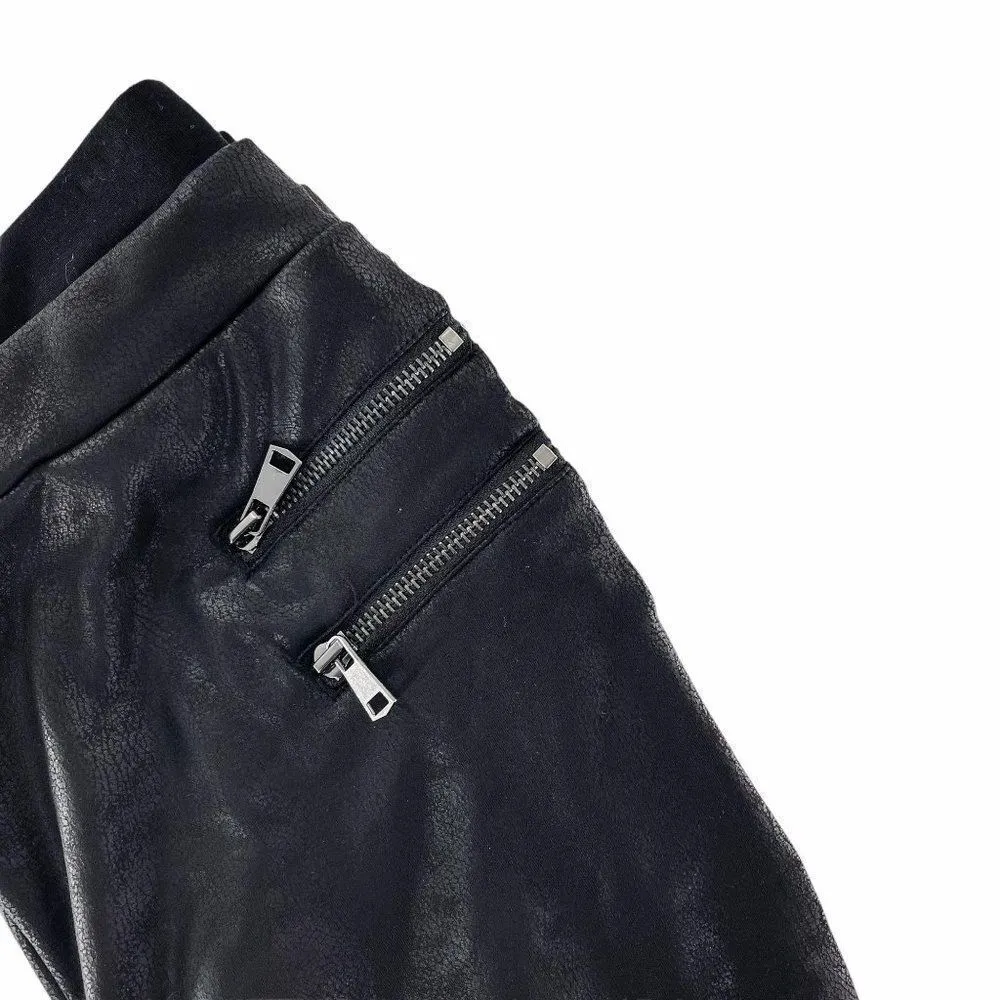 2/$30 Dance & Marvel Black Faux Leather Skinny Joggers Moto Pants M - Image 6