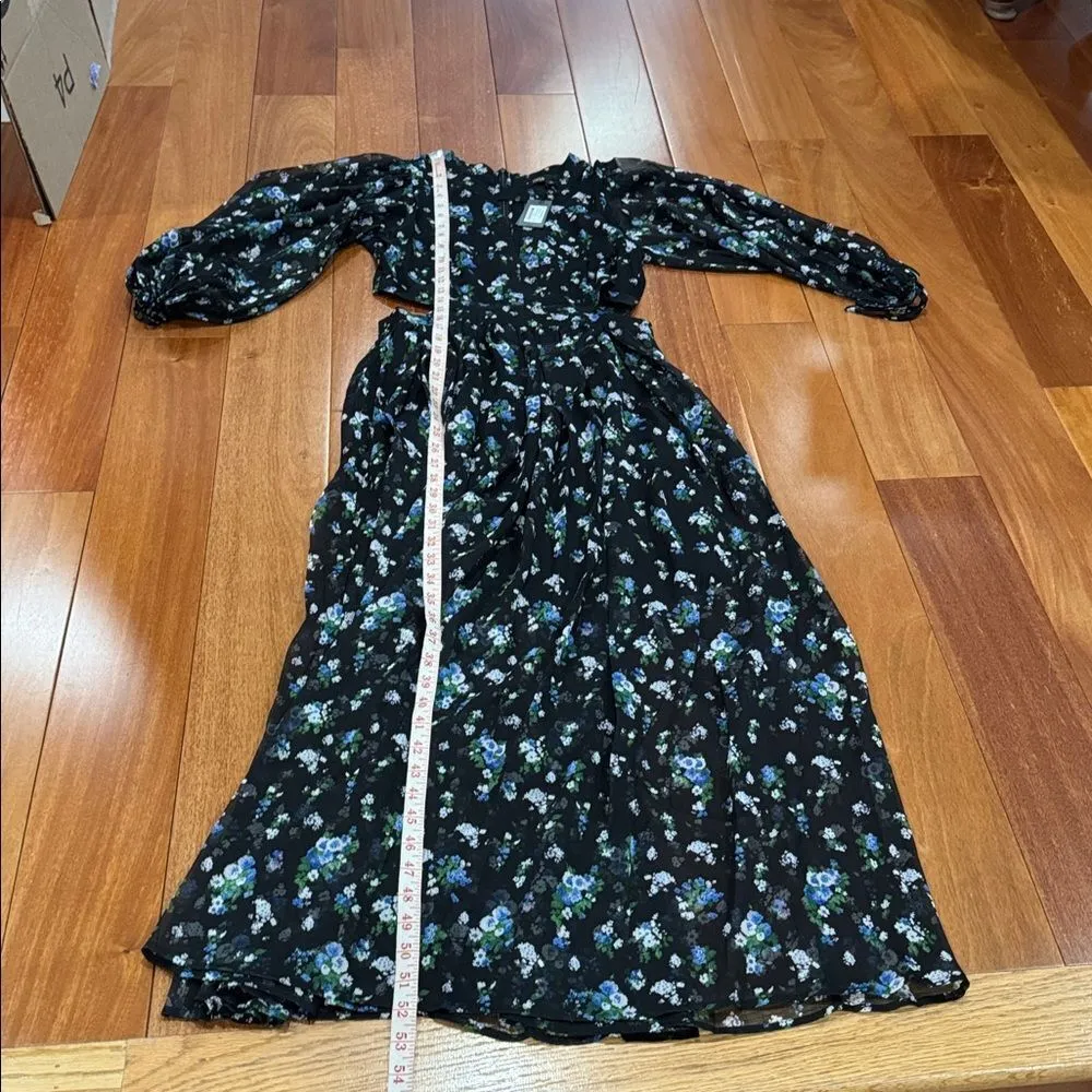 NWT MAJE Risof Maxi Cutout Elegant Black Floral Women's Dress size 38 - Image 11