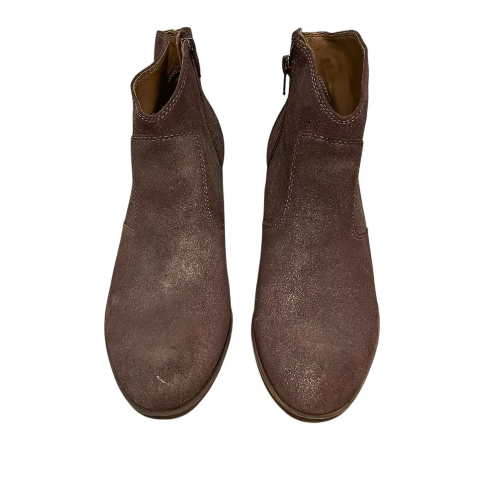 Lucky Brand Belia Leather Ankle Booties Boots Tobacco Distressed Metallic Size 9 - Image 8