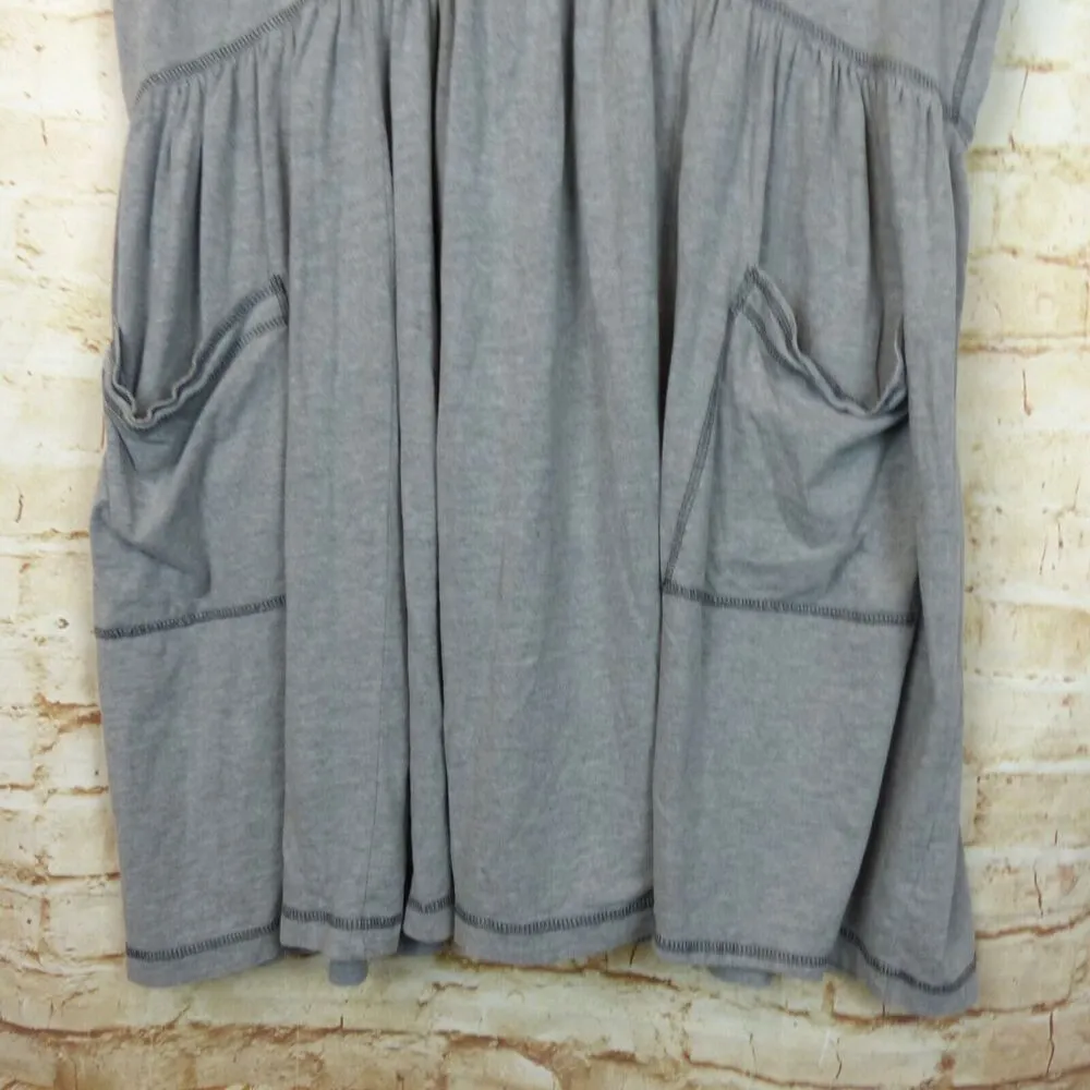 World Market Babydoll Dress Womens One Size Gray Short Sleeve Pockets Lagenlook - Image 5