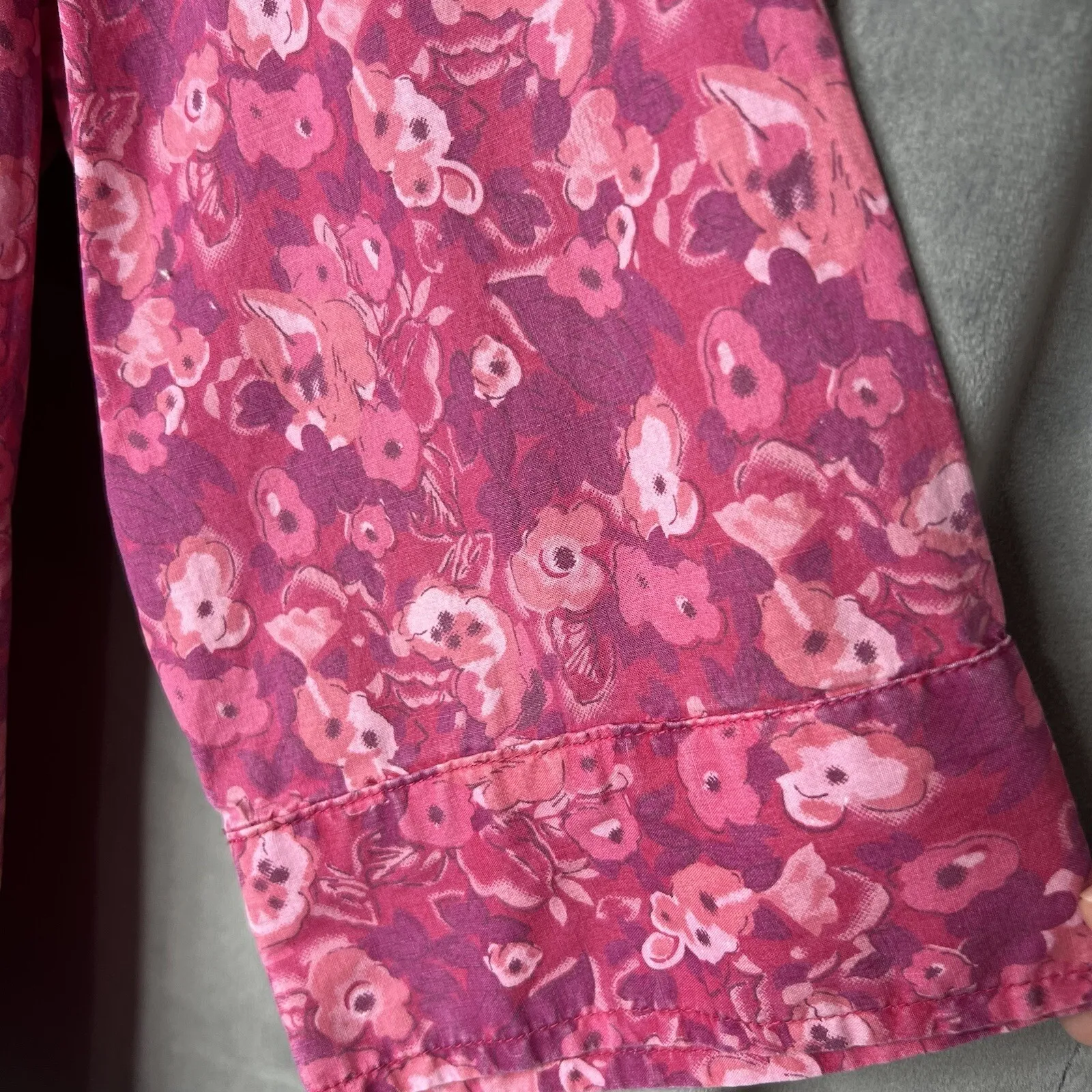Vintage Blair Shirt Womens Button Up‎ 3/4 Sleeve Cotton Pink Flowers Collared - Image 3