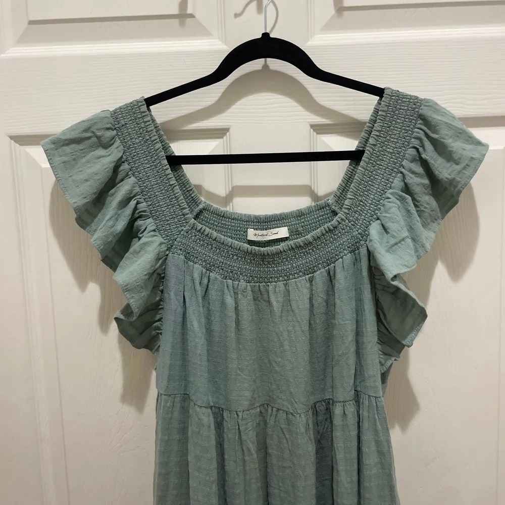 Mustard Seed Seafoam Green Smocked Ruffle Tiered Maxi Dress - Image 3