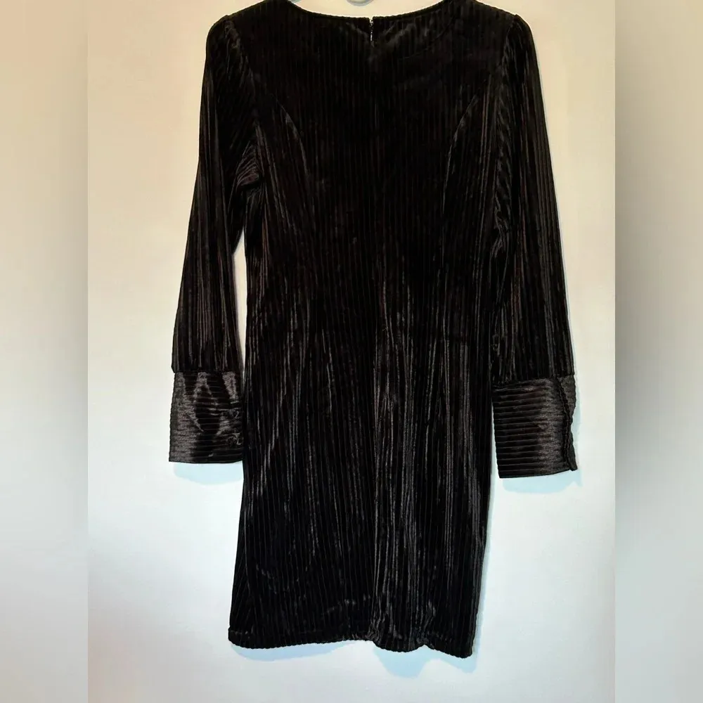 NWT OAT NY black velvet ribbed dress sz M cocktail party 🎊 Size M - Image 3