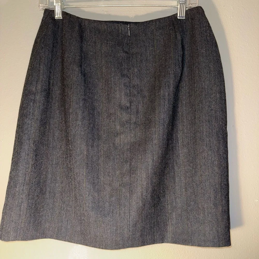 Lauren Ralph Lauren 100% worsted wool Charcoal Pencil Skirt academia vintage #71 - Image 3