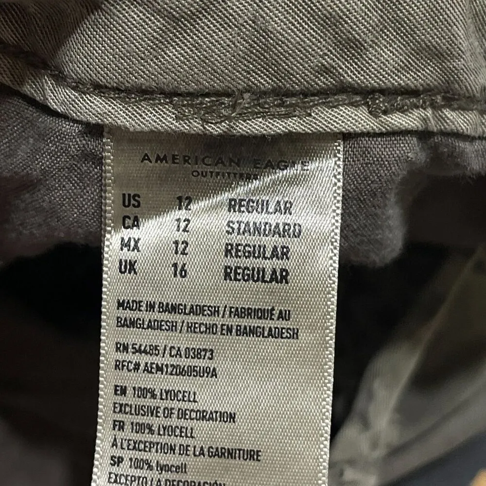 American Eagle Women's Wide Leg Trouser Pant Moss Green Paper bag Tie Size  12 - Image 6