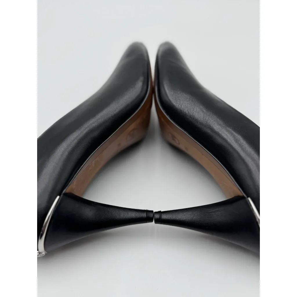 NEW Michael Kors Womens Shoes Lizzy Mid Pump Black Leather Pointed Toe Heels - Image 11