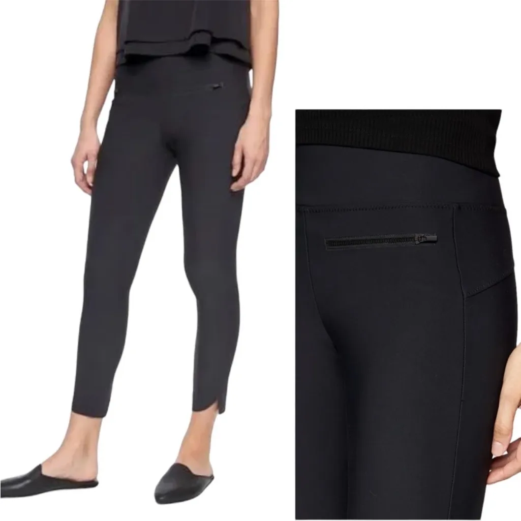 Athleta Mid-Rise Stellar Cropped Pull On Casual Black Athletic Active Legging, S - Image 4