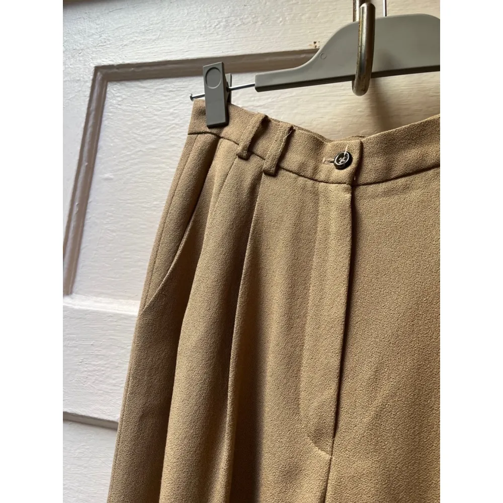 Vintage 80s Express beige pleated front trouser dress pants Size 3/4 w/flaws - Image 9